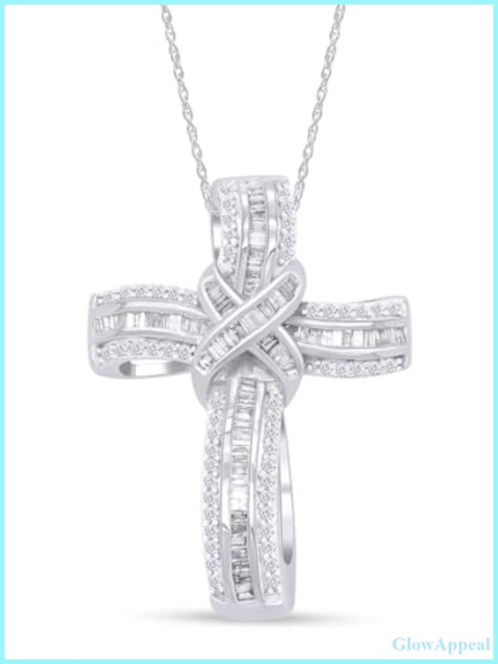 14K White Gold Over Sterling Silver Diamond Infinity Cross Pendant Necklace